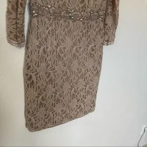 Jackie jon short sleeve beaded evening gown hot sale